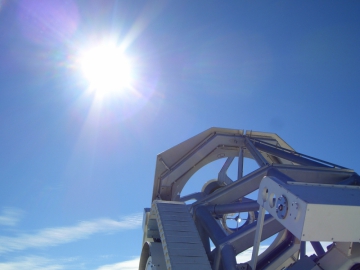 A part of the the skywards GREGOR Telescope in Tenerife observing the sun